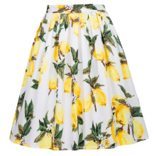 Grace Karin Retro Vintage 1950s Cotton Pleated Lemon Print Skirt CL6294-23